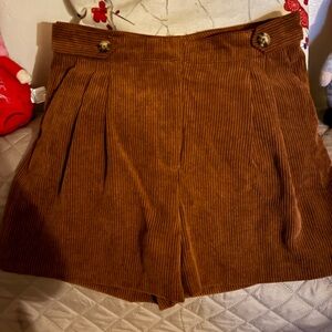 Zara High Waist Corduroy Shorts - brown